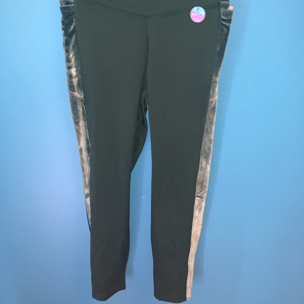DARK GREEN SUEDE PINK LEGGINGS